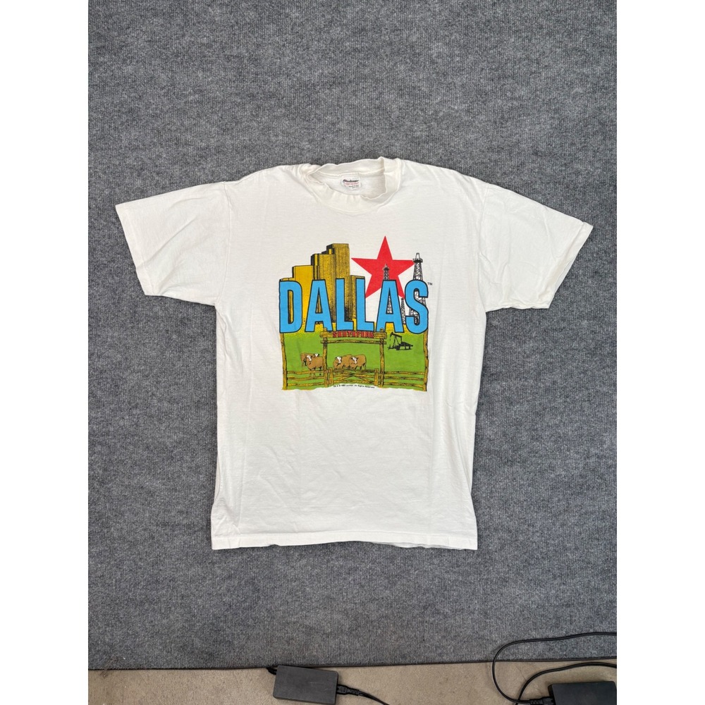 Vintage 1989 Dallas Southfork Ranch T Shirt Stedman Super Hi-Cru White Large USA